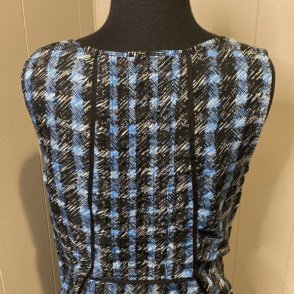 Odille Anthropologie Size 8 Silk/cotton blend Plaid Sleeveless Tank Top Blue - Picture 7 of 10